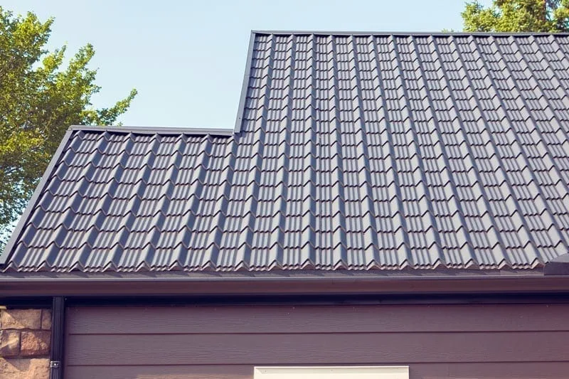 a light burgundy roof